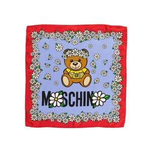 Moschino Teddy Bear Daisy Floral Silk Scarf Made In Italy